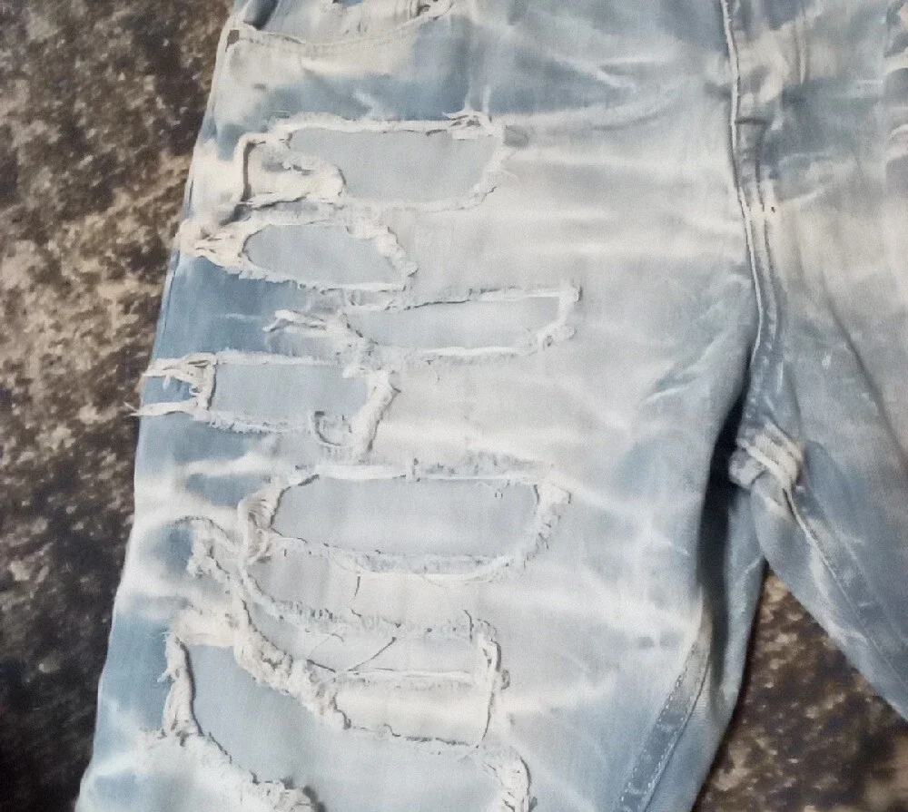 Jordan Craig Light Blue Distressed Men’s Denim Shorts 44